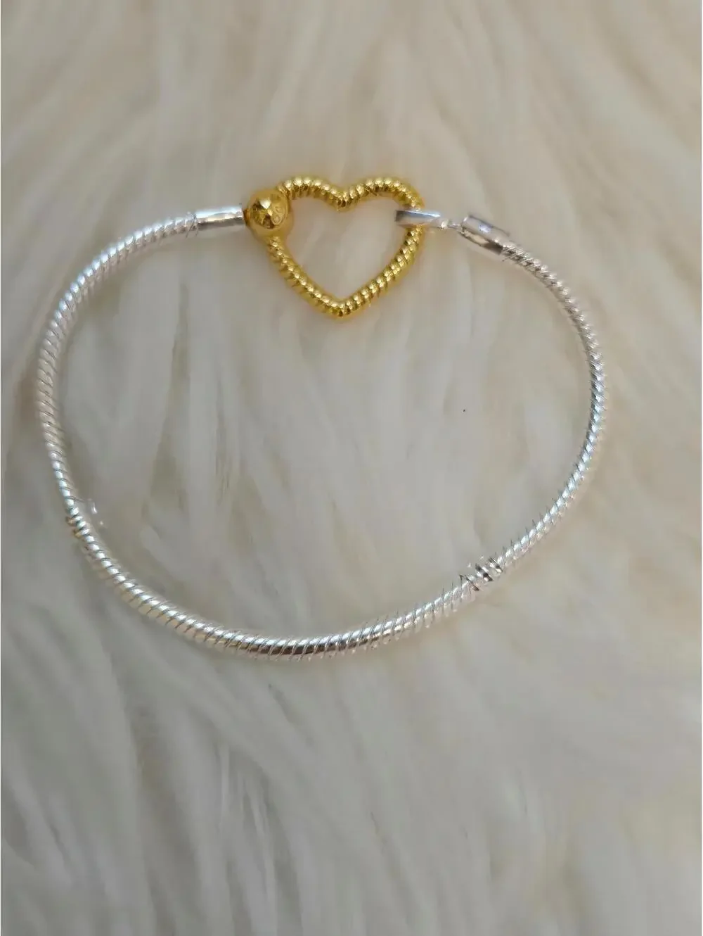 Pandora Moments Heart Closure Snake Chain Bracelet silver, 14k gold 17cm